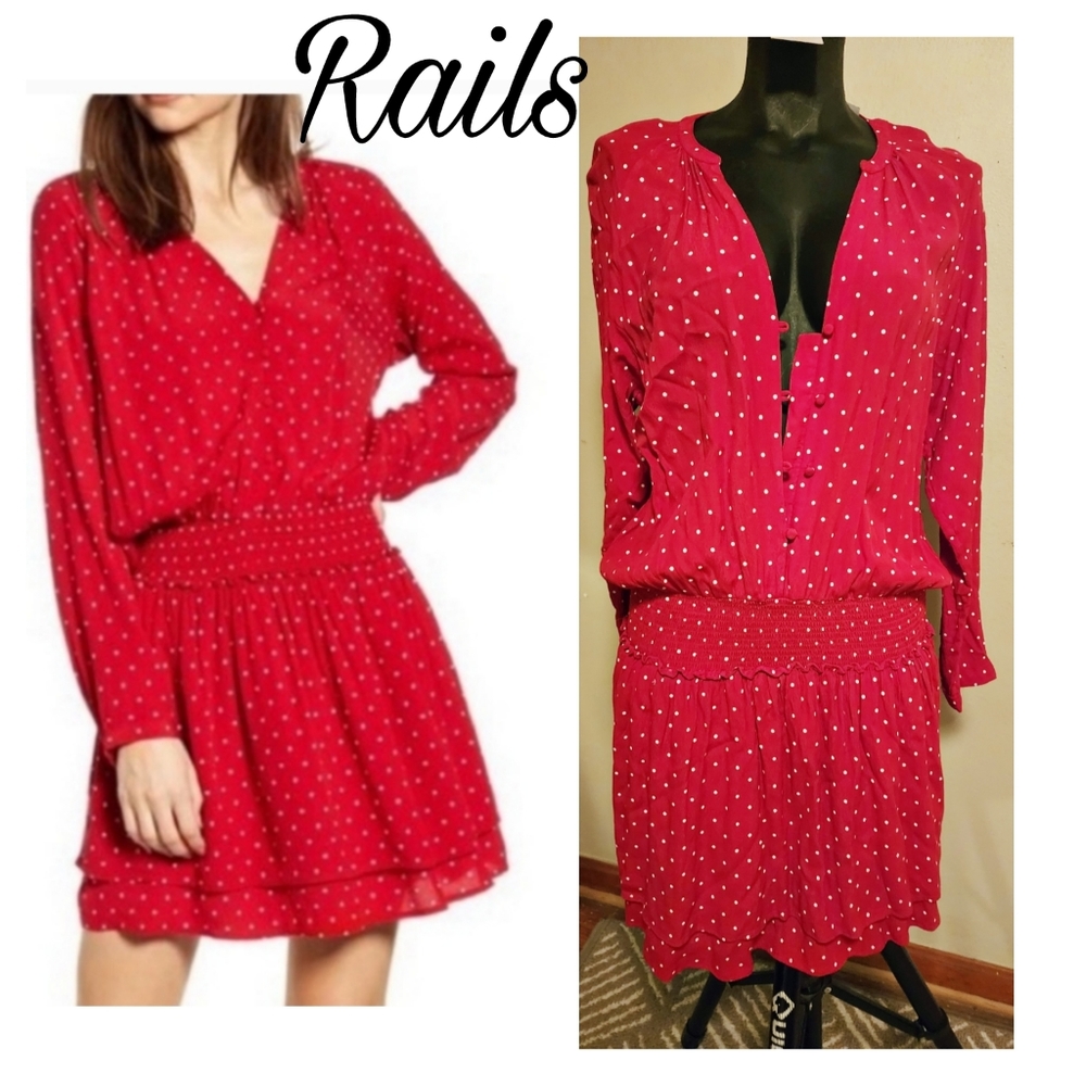 Rails Jasmine Cinched Waist Dress in Red. Sz Med.  NWTs. DEAL!!! Firm. Org $228